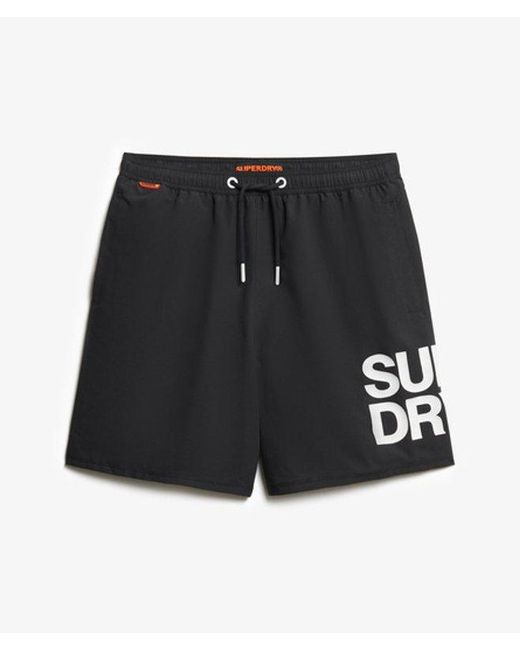 Superdry Black & Co Sportswear Logo 17-inch Swim Shorts for men