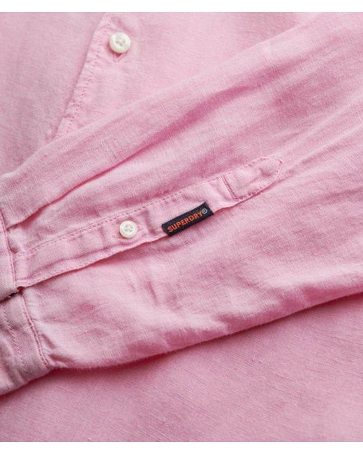 Superdry Pink & Co Vacation Long Sleeved Linen Shirt for men