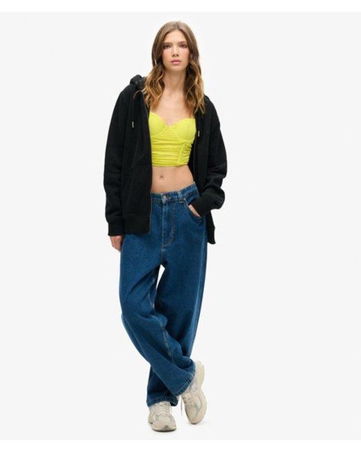 Superdry Green & Co Ruched Mesh Crop Corset Top