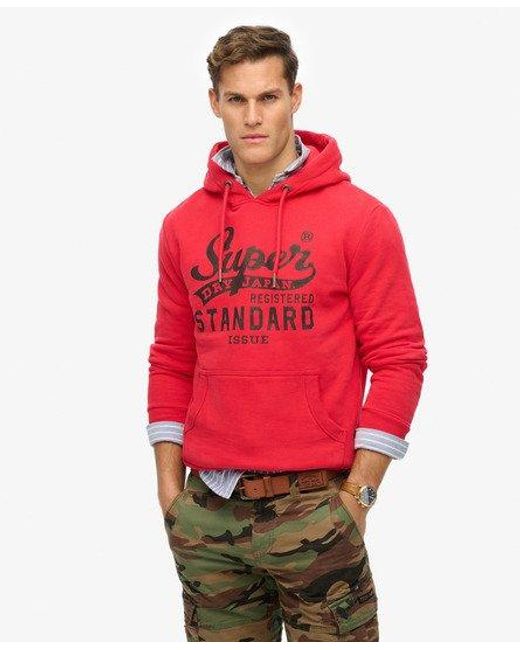 Superdry Red Standard Script Hoodie for men