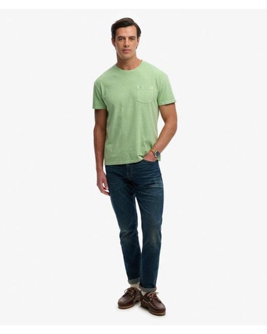 Superdry Green & Co Classic Cotton Linen Pocket T-shirt for men