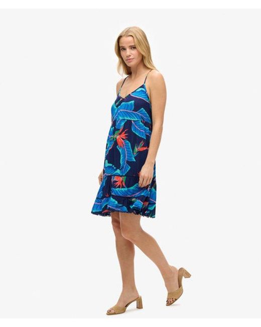 Superdry Blue Lace Detail Mini Cami Beach Dress