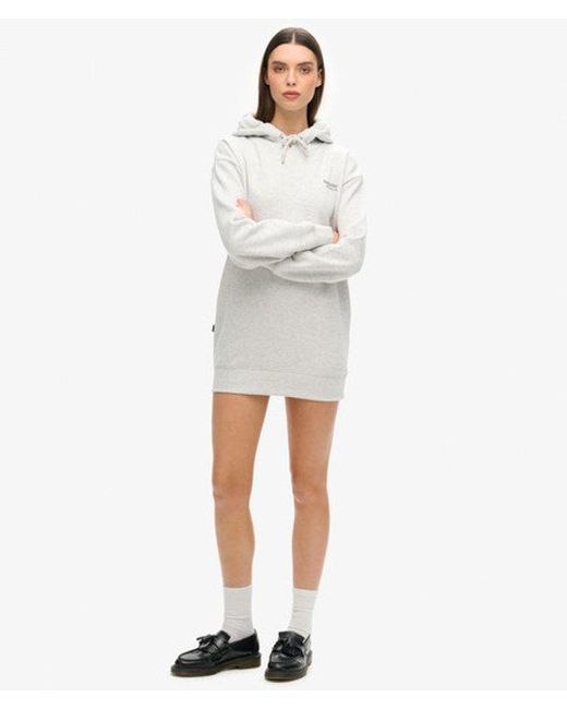 Superdry White Essential Hoodie Dress