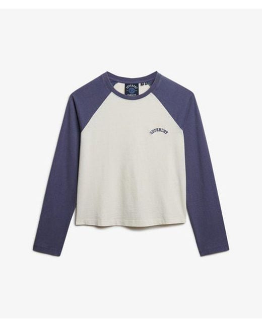 Superdry Blue & Co Essential Logo Long Sleeve Baseball Top
