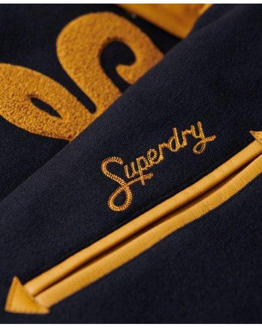 Superdry Blue Collared Patched Bomber for men