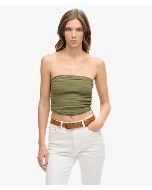 Superdry Green & Co Smocked Bandeau Top
