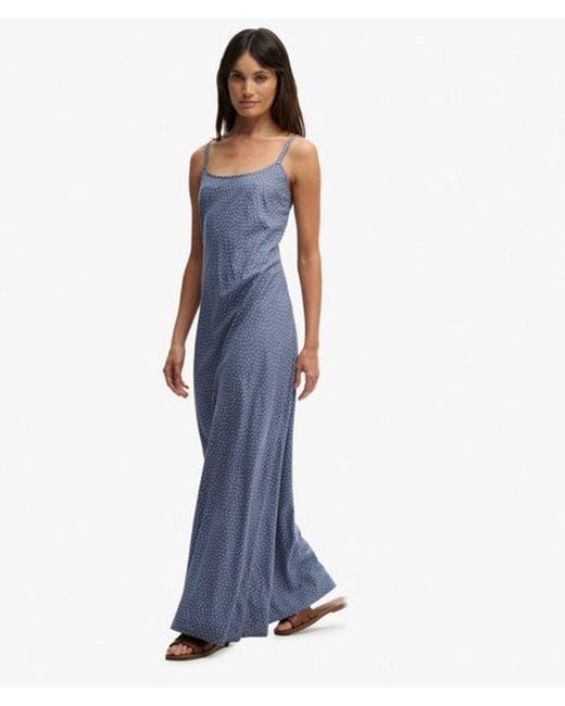 Superdry Blue & Co Printed Cami Maxi Dress