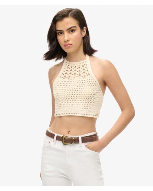Superdry White & Co Cropped Halter Crochet Top