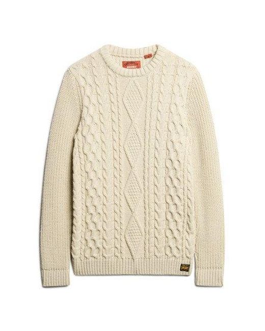 Superdry Natural Jacob Cable Knit Jumper for men