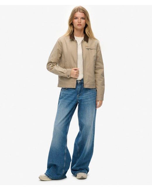 Femme Veste Ranch Matelassée À Col En Velours Taille Superdry en coloris Natural