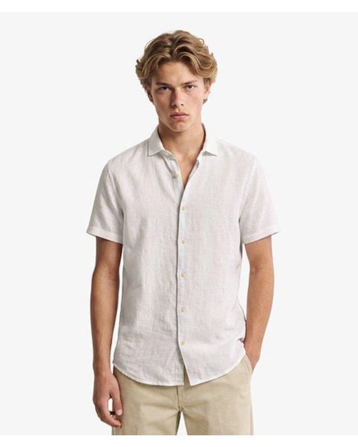 Superdry Blue & Co Riviera Short Sleeve Linen Shirt for men