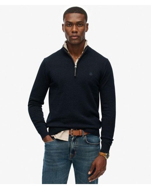 Superdry Blue & Co Essentials Cotton Half Zip Jumper for men