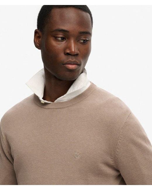 Superdry Brown Essentials Cotton Jumper for men