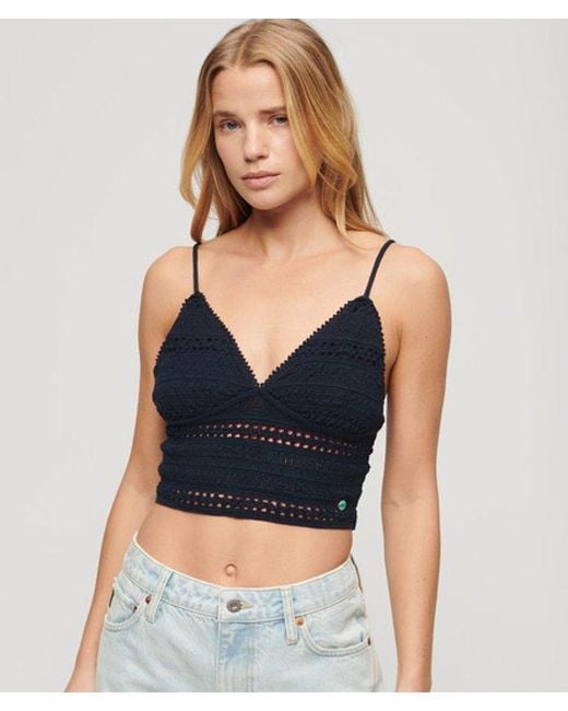 Superdry Jersey Kanten Bralette in het Blue