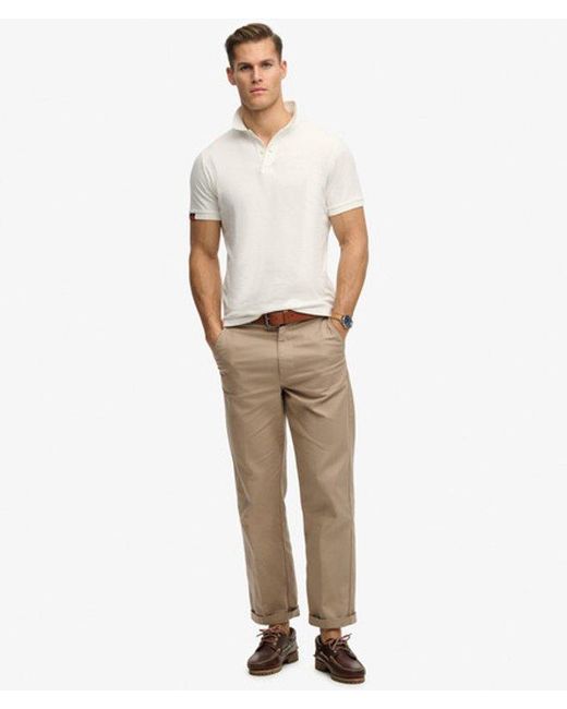 Superdry White Vintage Destroy Polo Shirt for men