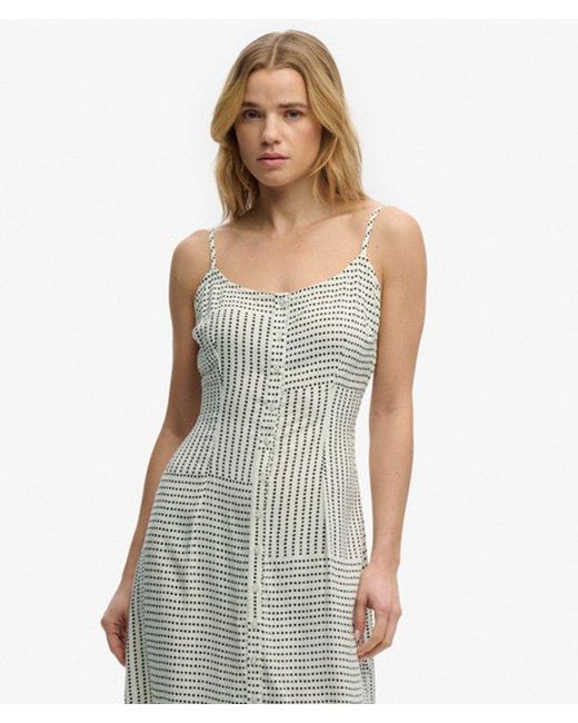 Superdry Print Button Down Cami Midi-jurk in het Green