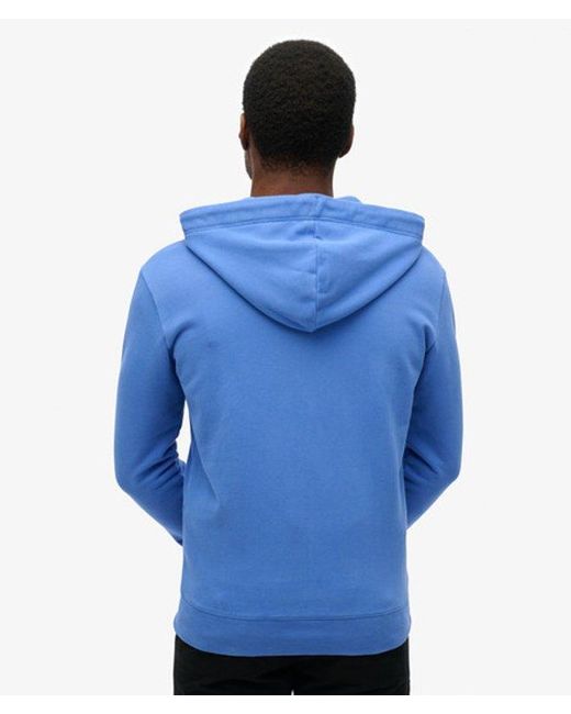 Superdry Blue Essential Logo Half Brushed Zip Hoodie for men