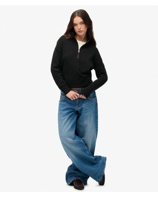 Superdry Black & Co Slouchy Knitted Half Zip