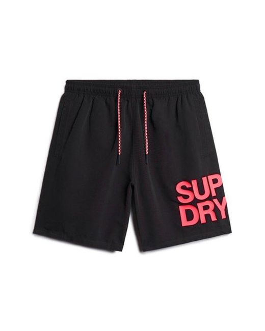 Superdry Black & Co Sportswear Logo 17-inch Recycled Swim Shorts for men