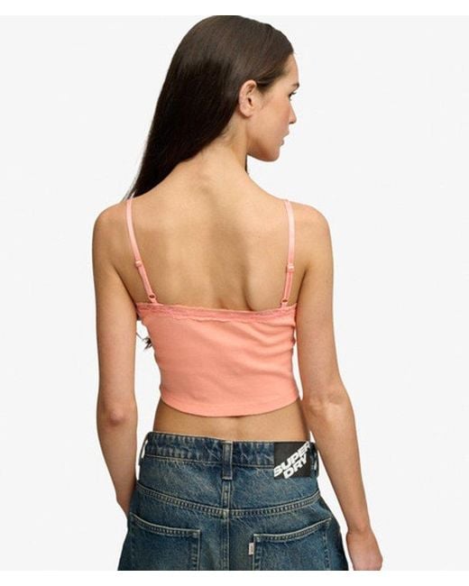 Superdry Natural & Co Essential Lace Trim Cropped Cami Top