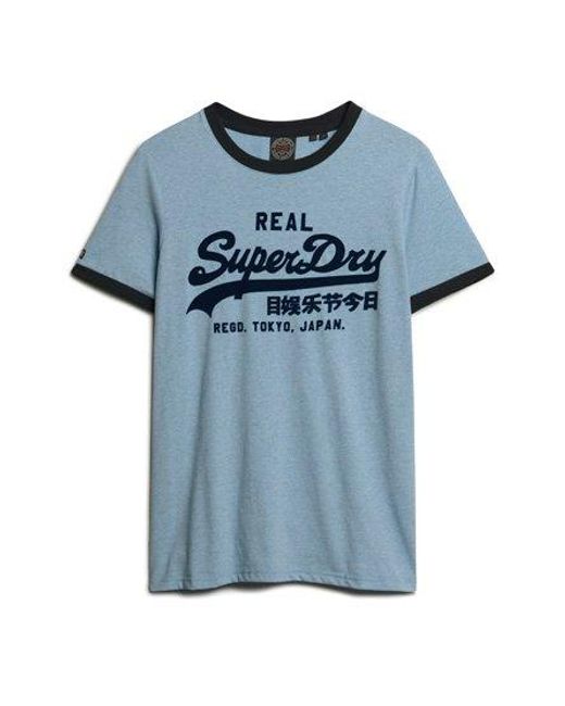Superdry Blue Vintage Logo Ringer T-shirt for men