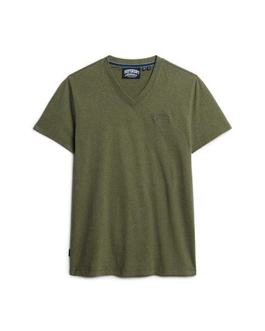 Superdry Green & Co Organic Cotton Essential Logo V Neck T-shirt for men