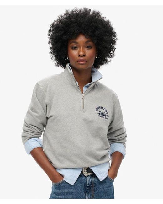Sweat à col zippé athletic essentials Superdry en coloris Gray