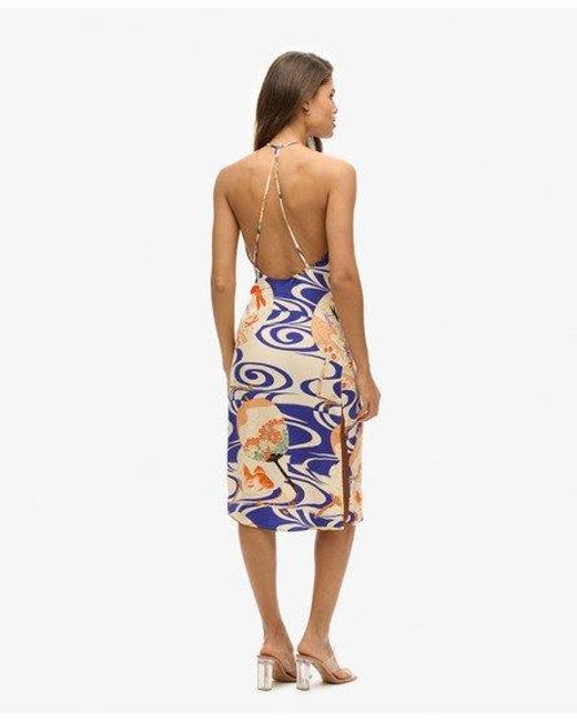 Superdry White Printed Midi Slip Dress