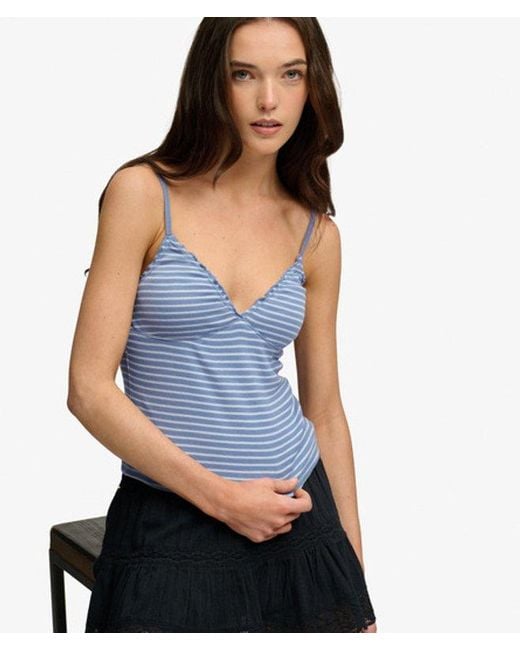Superdry Blue & Co Athletic Essentials V-neck Waffle Cami Top