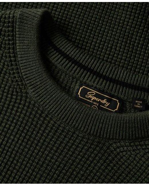 Superdry Green Textured Crew Knitted Jumper for men