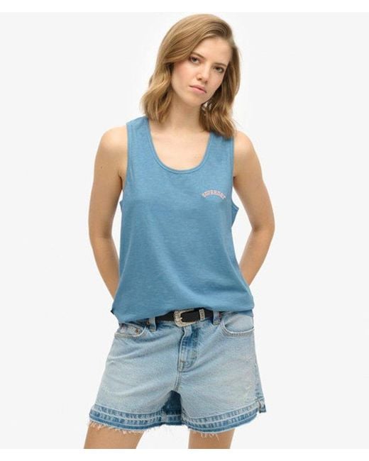 Superdry Blue & Co Essential Logo Garment Dye Vest Top