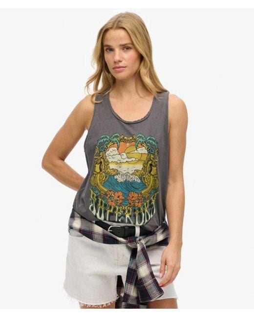 Superdry Green & Co Psych Surf Graphic Racer Vest Top