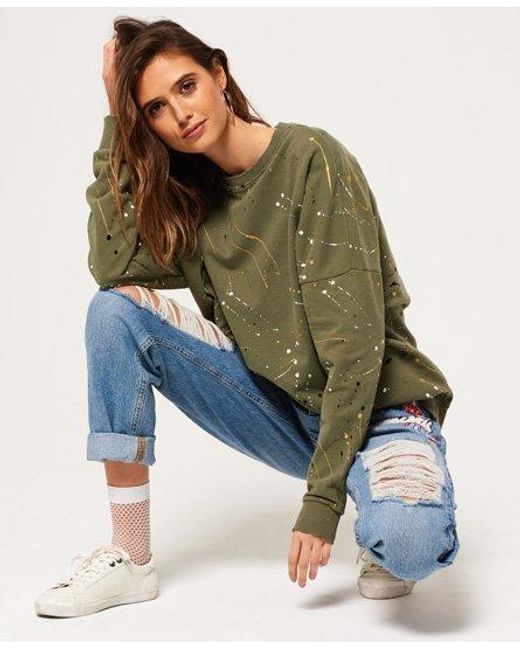 Superdry Blue Edgy Nibbled Crew Sweatshirt Soft