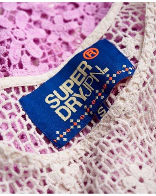 Superdry Red Daisy Lace Tank Top Dip Dye
