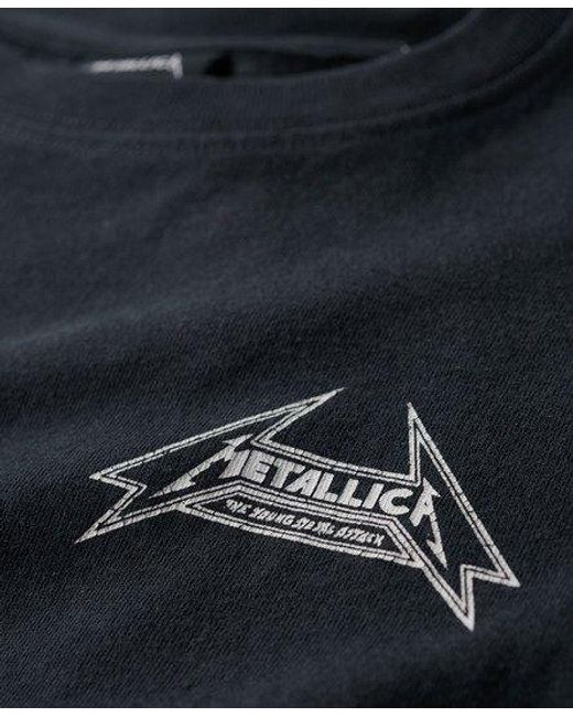 Superdry Metallica X T-shirt Met Kapmouwen in het Black