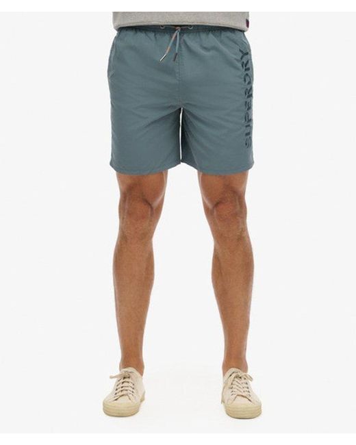 Superdry Blue & Co Premium Embroidered 17-inch Swim Shorts for men