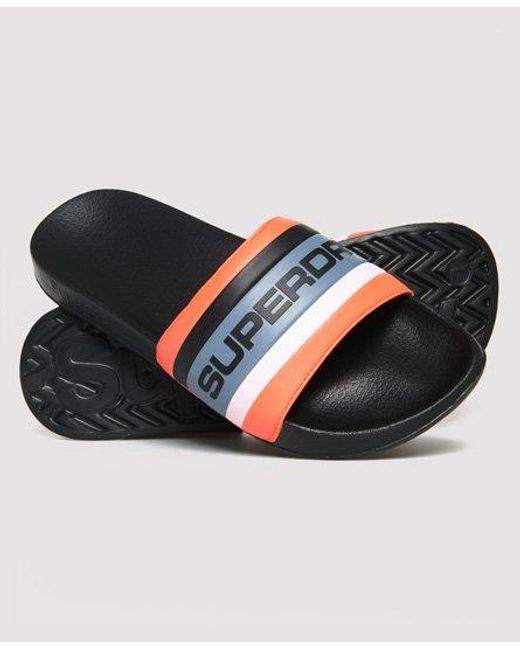 Superdry Black Retro Colour Block Sliders for men