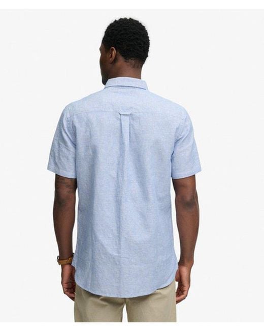 Superdry Blue & Co Cotton Linen Short Sleeve Shirt for men