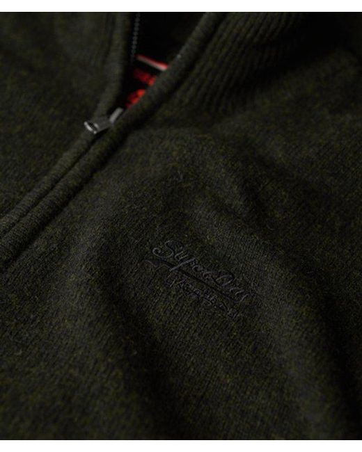 Superdry Black & Co Essential Embroidered Knitted Half Zip Jumper for men