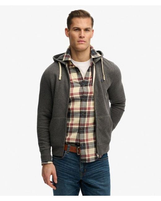 Superdry Gray & Co Monogram Embroidered Zip Hoodie for men