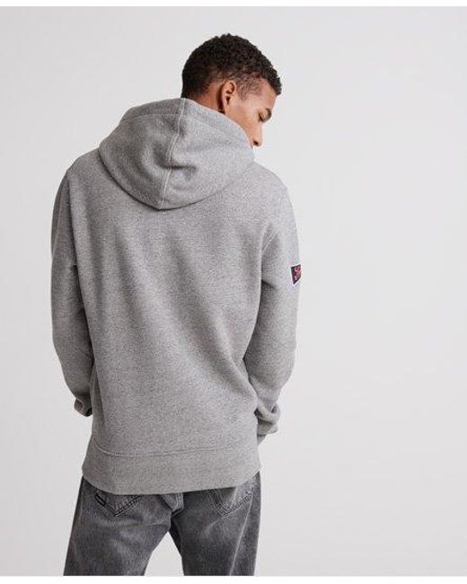 Superdry Gray Classic Varsity Pennant Hoodie Grit for men
