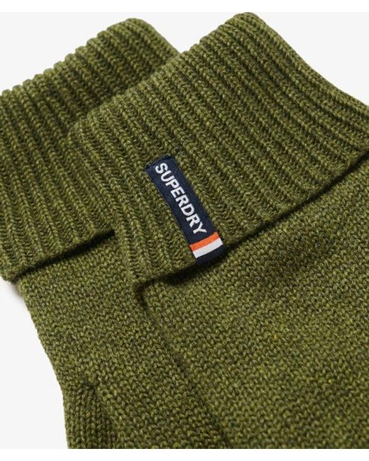 Superdry Green Essential Logo Knitted Gloves for men