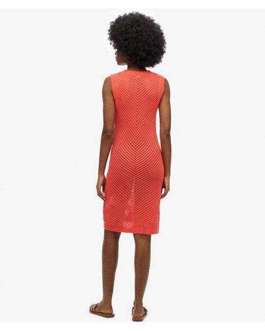 Superdry Red & Co Chevron Crochet Mini Dress