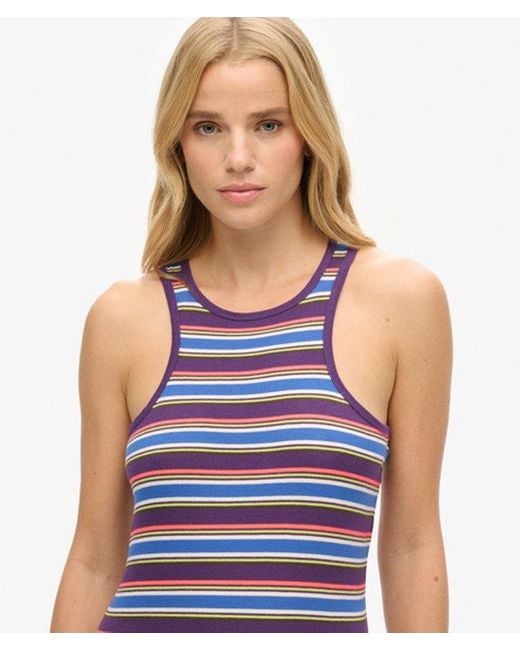 Superdry Blue & Co Cotton Vintage Stripe Racer Dress