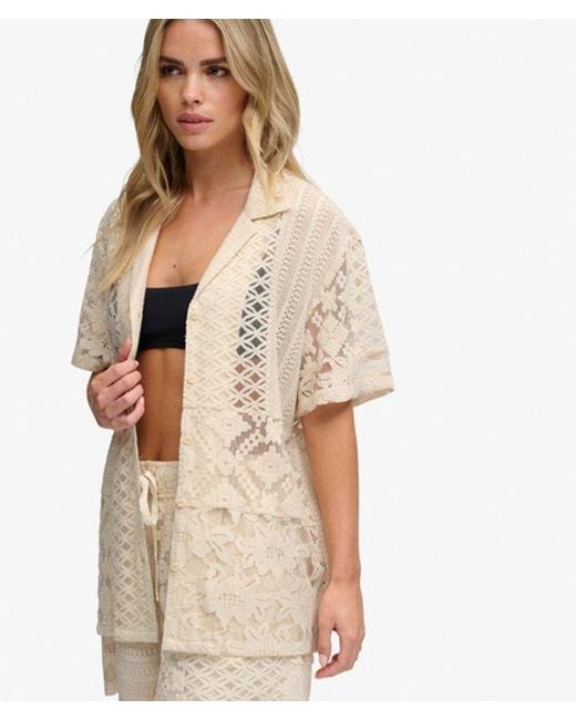 Superdry Natural & Co Lace Patchwork Beach Resort Shirt