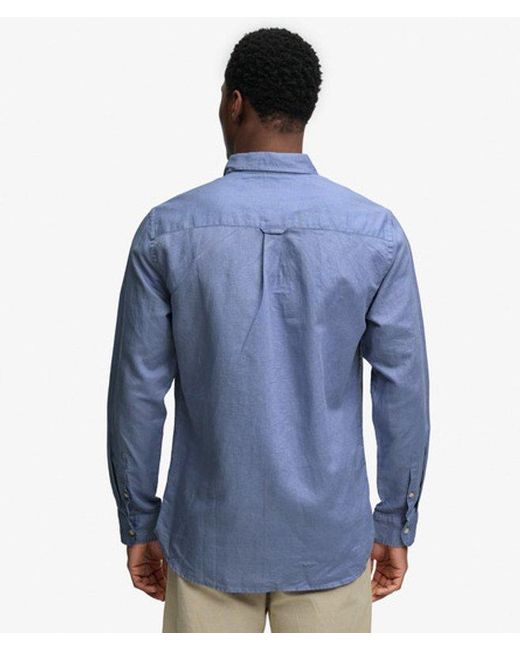 Superdry Blue & Co Cotton Linen Long Sleeve Shirt for men