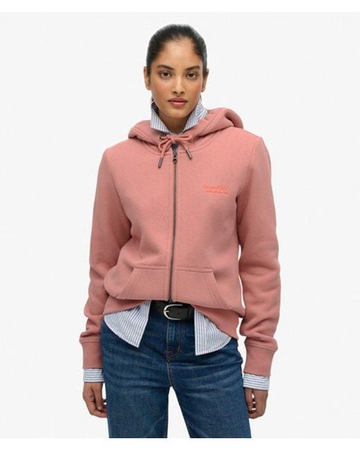 Superdry Red & Co Athletic Essentials Logo Zip Hoodie