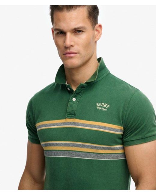 Superdry Green & Co Vintage Stripe Jersey Polo Shirt for men