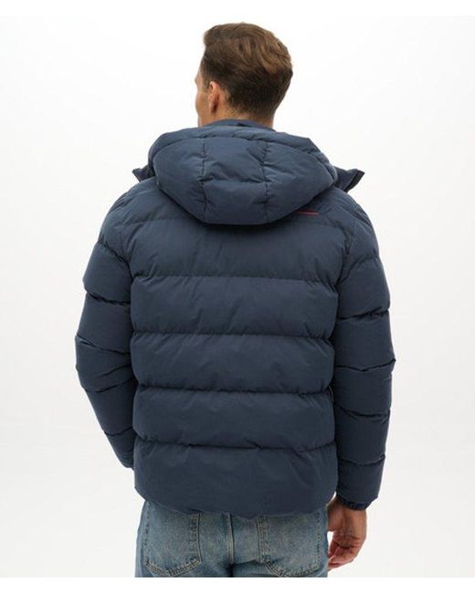 Superdry Blue & Co Hooded Microfibre Sport Puffer Jacket for men