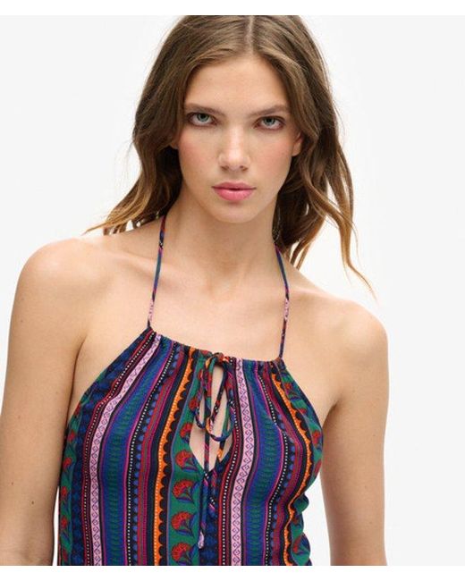 Superdry Blue & Co Printed Beach Halter Top